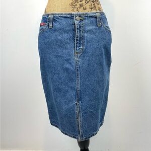 Vtg 80s 90s Jalate Jeans Denim Skirt Size 7/8 Medium Wash Low Mid Rise
